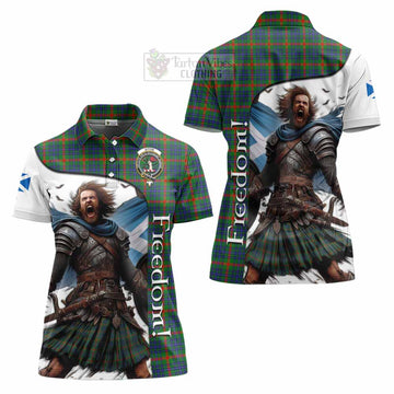 Aiton Crest Tartan Women's Polo Shirt Inspired by the Freedom of Scottish Warrior