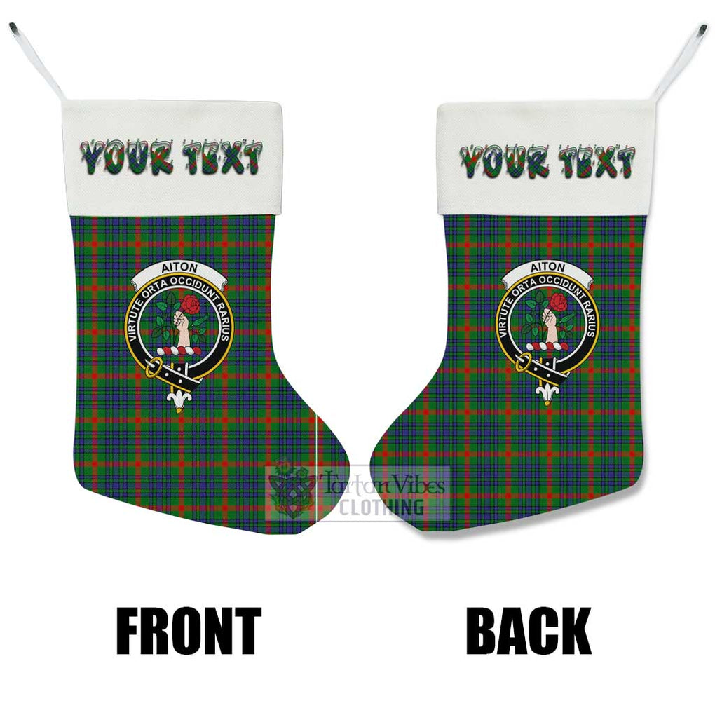 Tartan Vibes Clothing Aiton Tartan Family Crest Christmas Stocking with Personalized Text