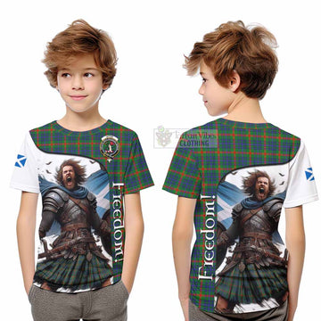 Aiton Crest Tartan Kid T-Shirt Inspired by the Freedom of Scottish Warrior