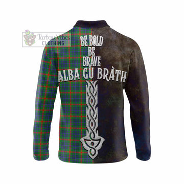 Aiton Tartan Family Crest Long Sleeve Polo Shirt Alba Gu Brath Be Brave Lion Ancient Style - Tartan Vibes Clothing