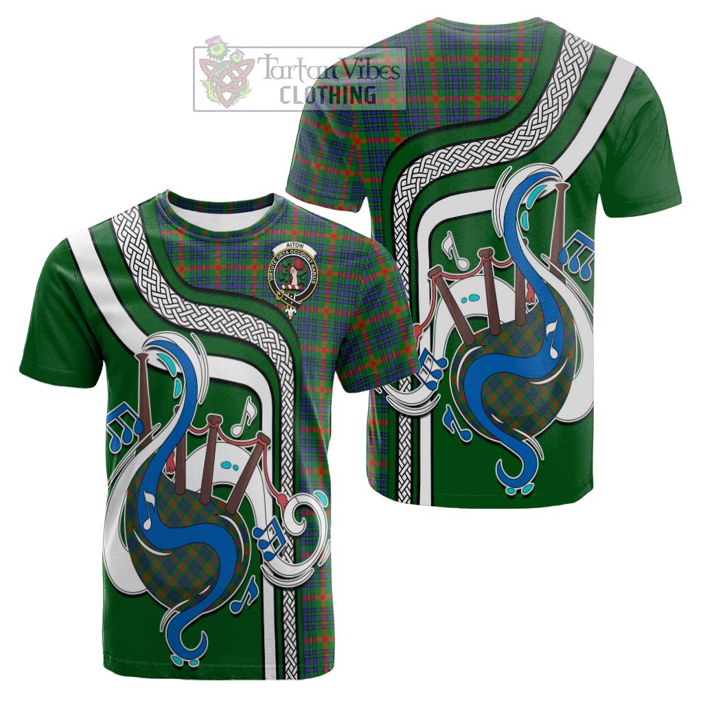 Tartan Vibes Clothing Aiton Tartan Cotton T-shirt with Epic Bagpipe Style