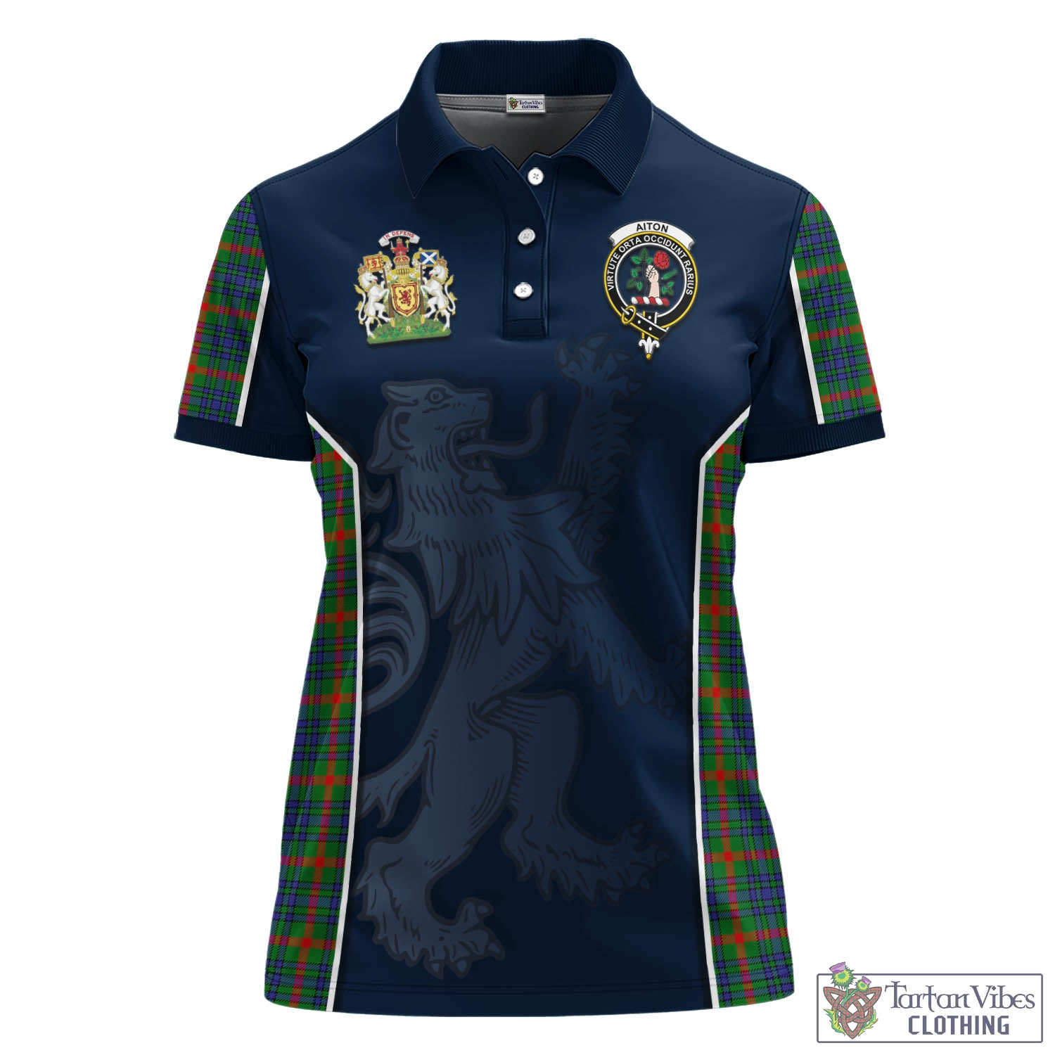 Tartan Vibes Clothing Aiton Tartan Women's Polo Shirt with Family Crest and Lion Rampant Vibes Sport Style