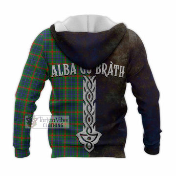 Aiton Tartan Family Crest Knitted Hoodie Alba Gu Brath Be Brave Lion Ancient Style - Tartan Vibes Clothing