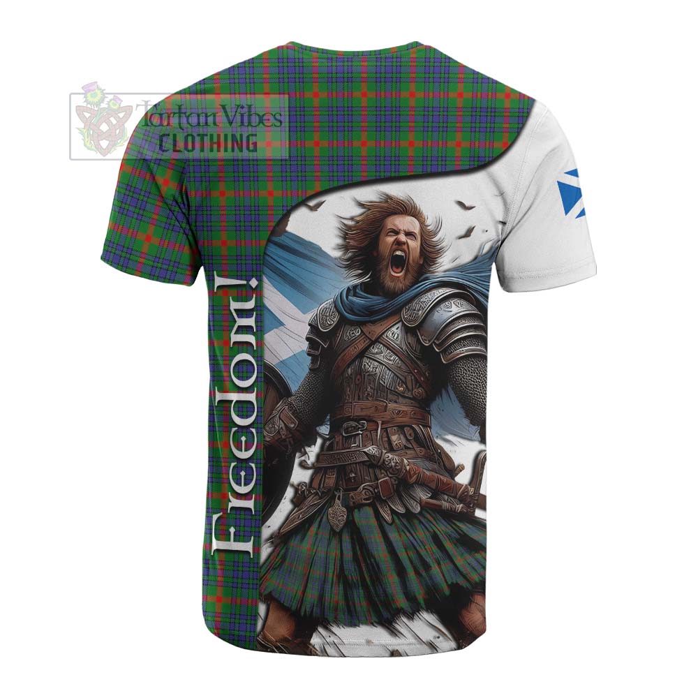 Tartan Vibes Clothing Aiton Crest Tartan Cotton T-shirt Inspired by the Freedom of Scottish Warrior