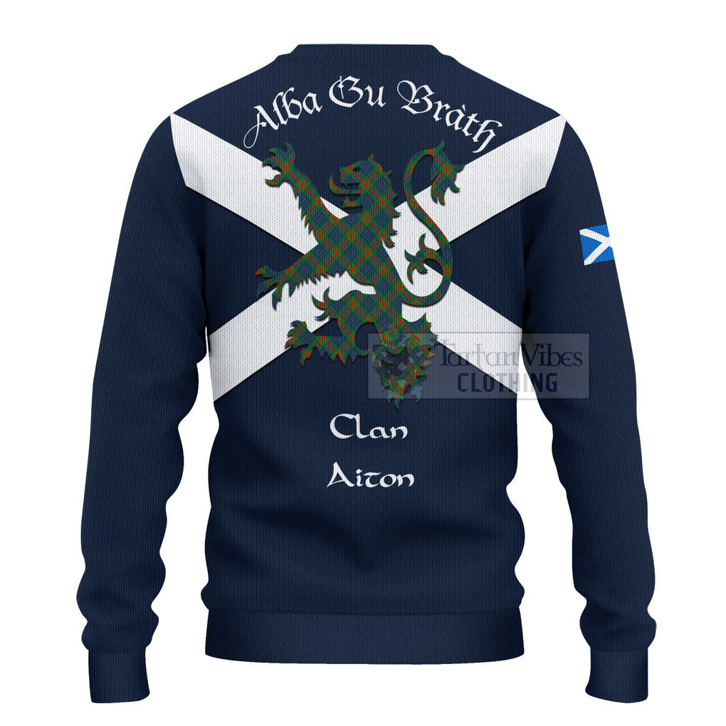 Tartan Vibes Clothing Aiton Tartan Lion Rampant Knitted Sweater – Proudly Display Your Heritage with Alba Gu Brath and Clan Name