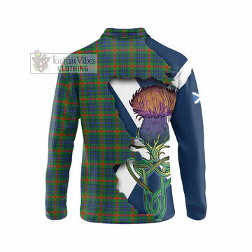Aiton Tartan Family Crest Long Sleeve Polo Shirt Scottish Thistle Celtic Inspired - Tartan Vibes Clothing