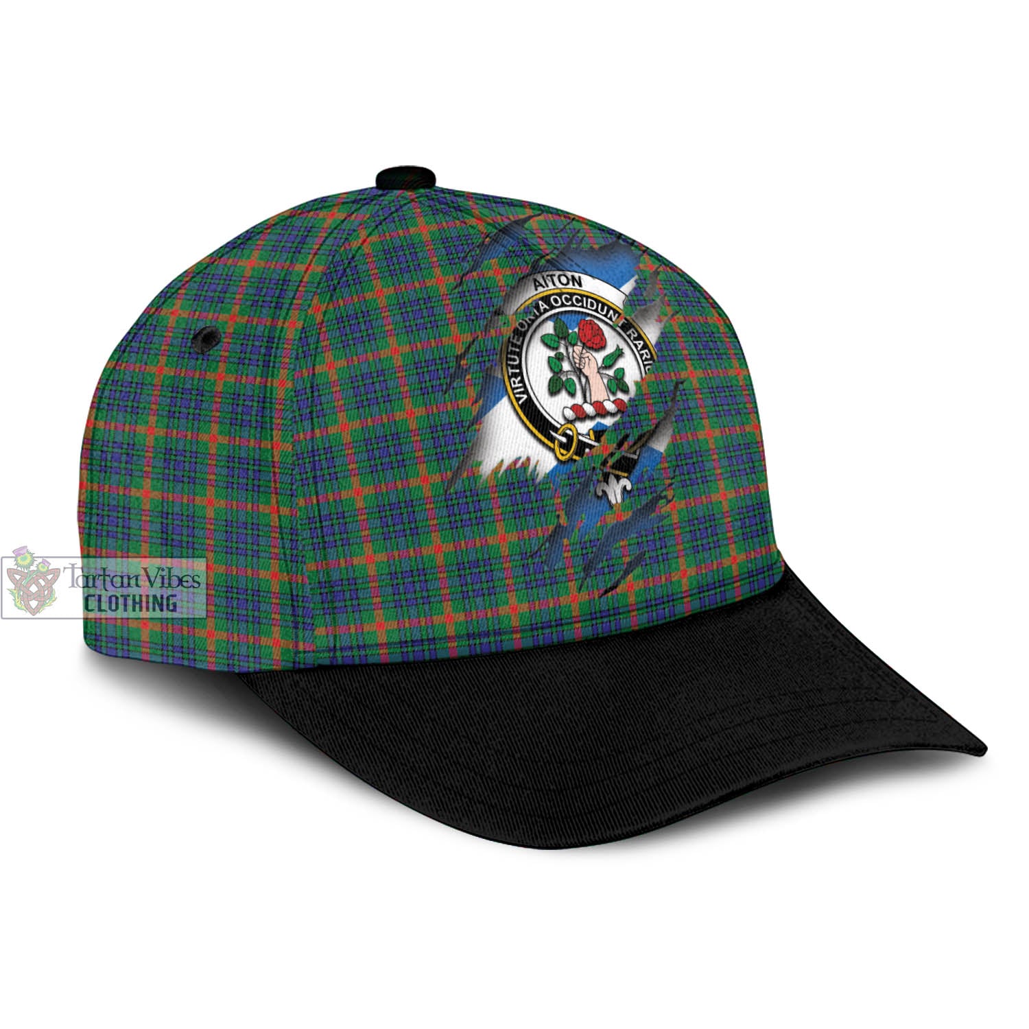 Tartan Vibes Clothing Aiton Tartan Classic Cap with Family Crest In Me Style