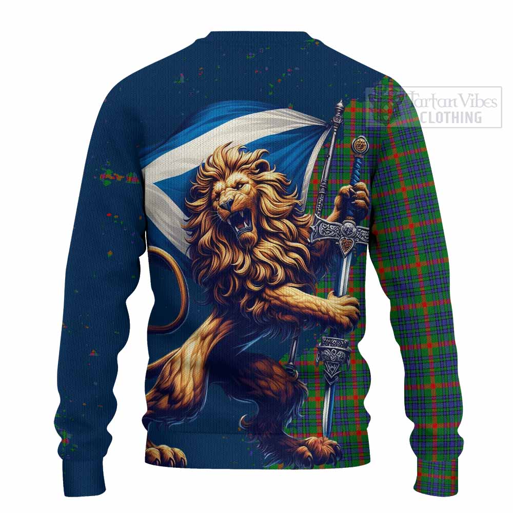 Tartan Vibes Clothing Aiton Tartan Family Crest Knitted Sweater with Scottish Majestic Lion