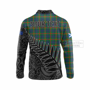 Aiton Crest Tartan Long Sleeve Polo Shirt with New Zealand Silver Fern Half Style