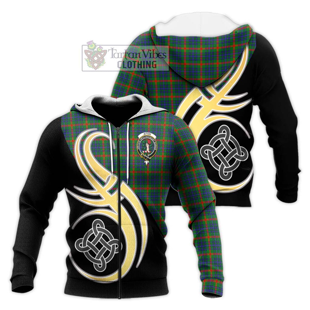 Aiton Tartan Knitted Hoodie with Family Crest and Celtic Symbol Style Unisex Knitted Zip Hoodie - Tartan Vibes Clothing