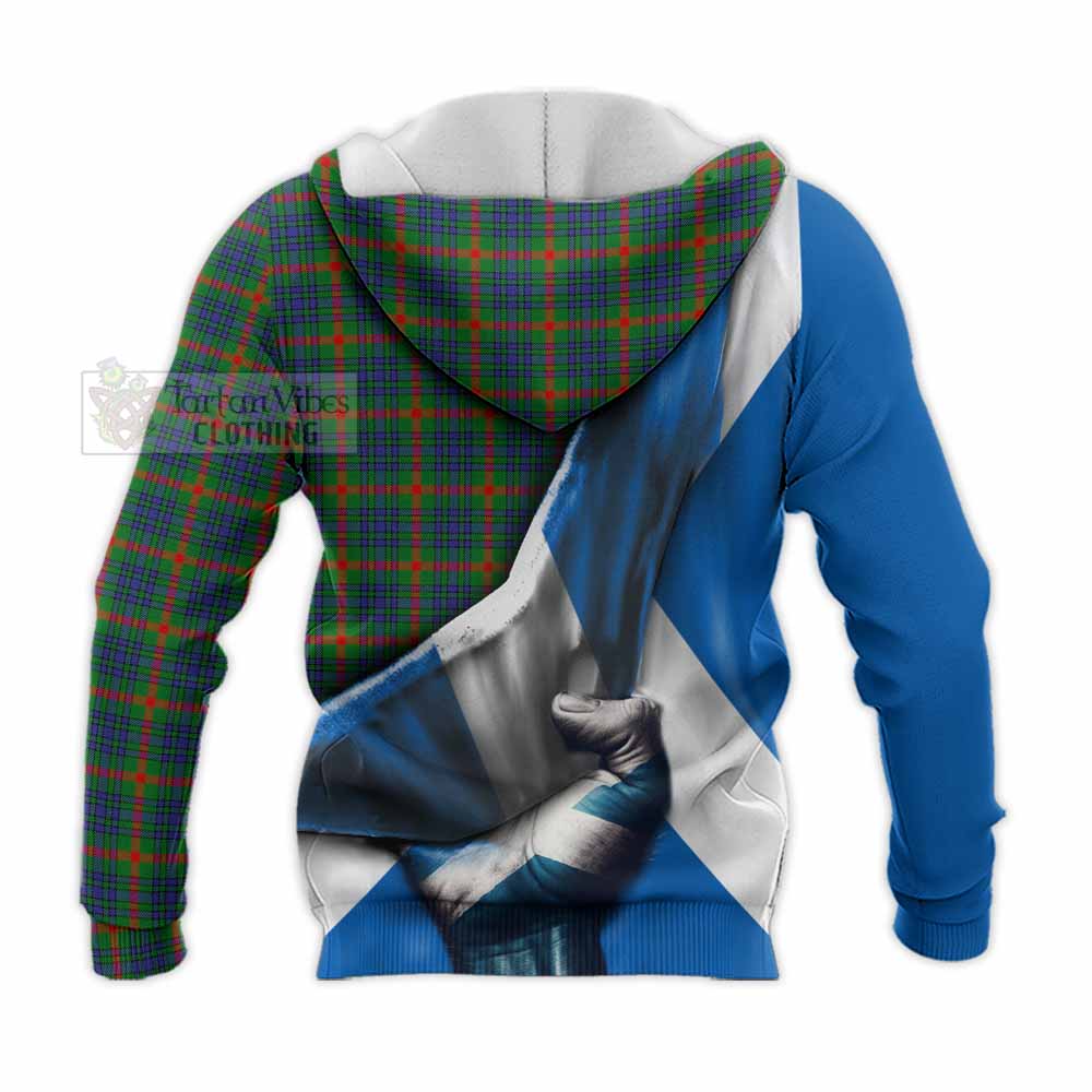 Tartan Vibes Clothing Aiton Tartan Knitted Hoodie with Family Crest Scotland Patriotic Style