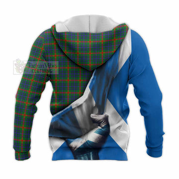 Aiton Tartan Knitted Hoodie with Family Crest Scotland Patriotic Style