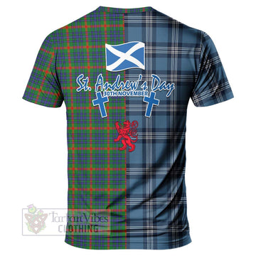 Aiton Tartan T-Shirt Happy St. Andrew's Day Half Tartan Style