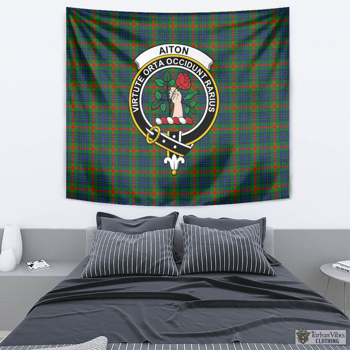 Tartan Vibes Clothing Aiton Tartan Tapestry Wall Hanging and Home Decor for Room with Family Crest