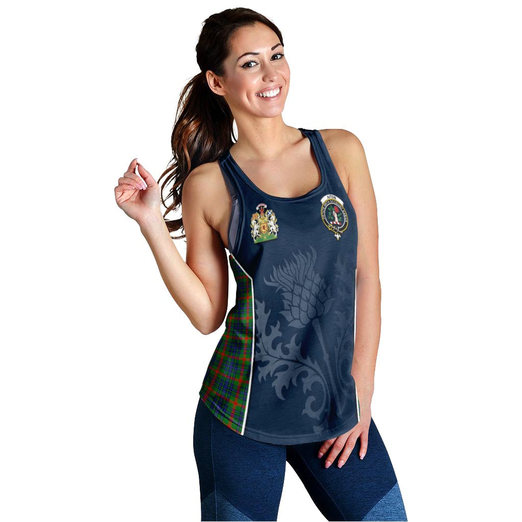 Tartan Vibes Clothing Aiton Tartan Women's Racerback Tanks with Family Crest and Scottish Thistle Vibes Sport Style