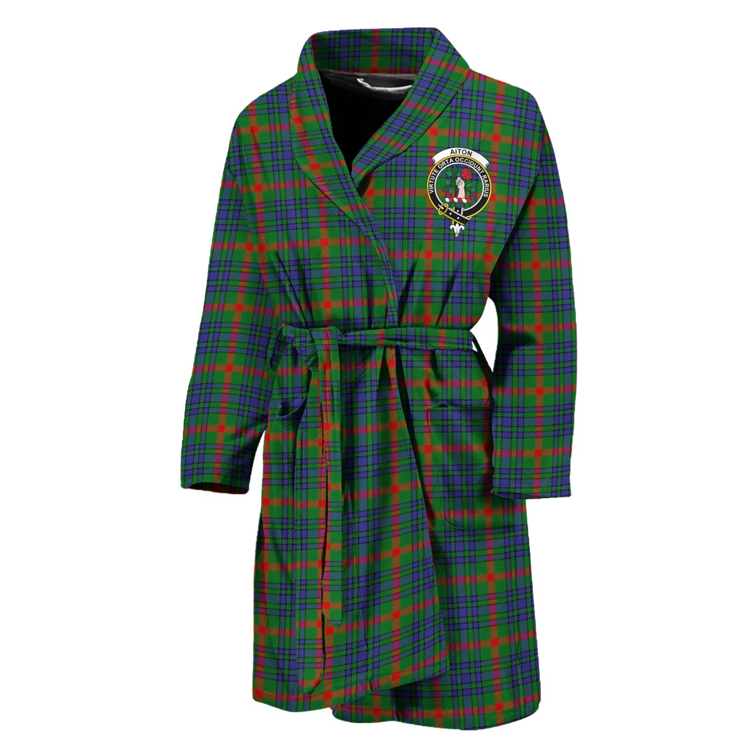 Aiton Tartan Bathrobe with Family Crest Unisex M - Tartan Vibes Clothing