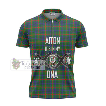 Aiton Tartan Zipper Polo Shirt with Family Crest DNA In Me Style