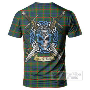 Aiton Tartan T-Shirt with Family Crest Celtic Skull Style