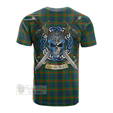 Aiton Tartan Cotton T-shirt with Family Crest Celtic Skull Style Men's Shirt - Tartan Vibes Clothing