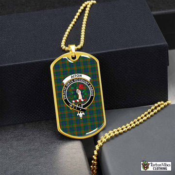 Aiton Tartan Dog Tag Necklace with Family Crest Gold No - Tartan Vibes Clothing