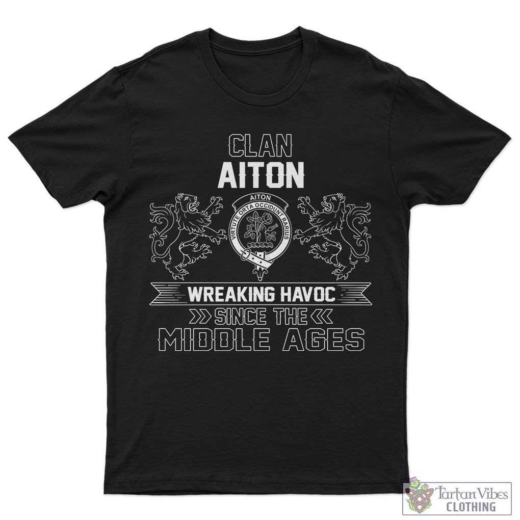 Aiton Family Crest 2D Cotton Men's T-Shirt Wreaking Havoc Style Sapphire - 2D-tartanvibesclothing