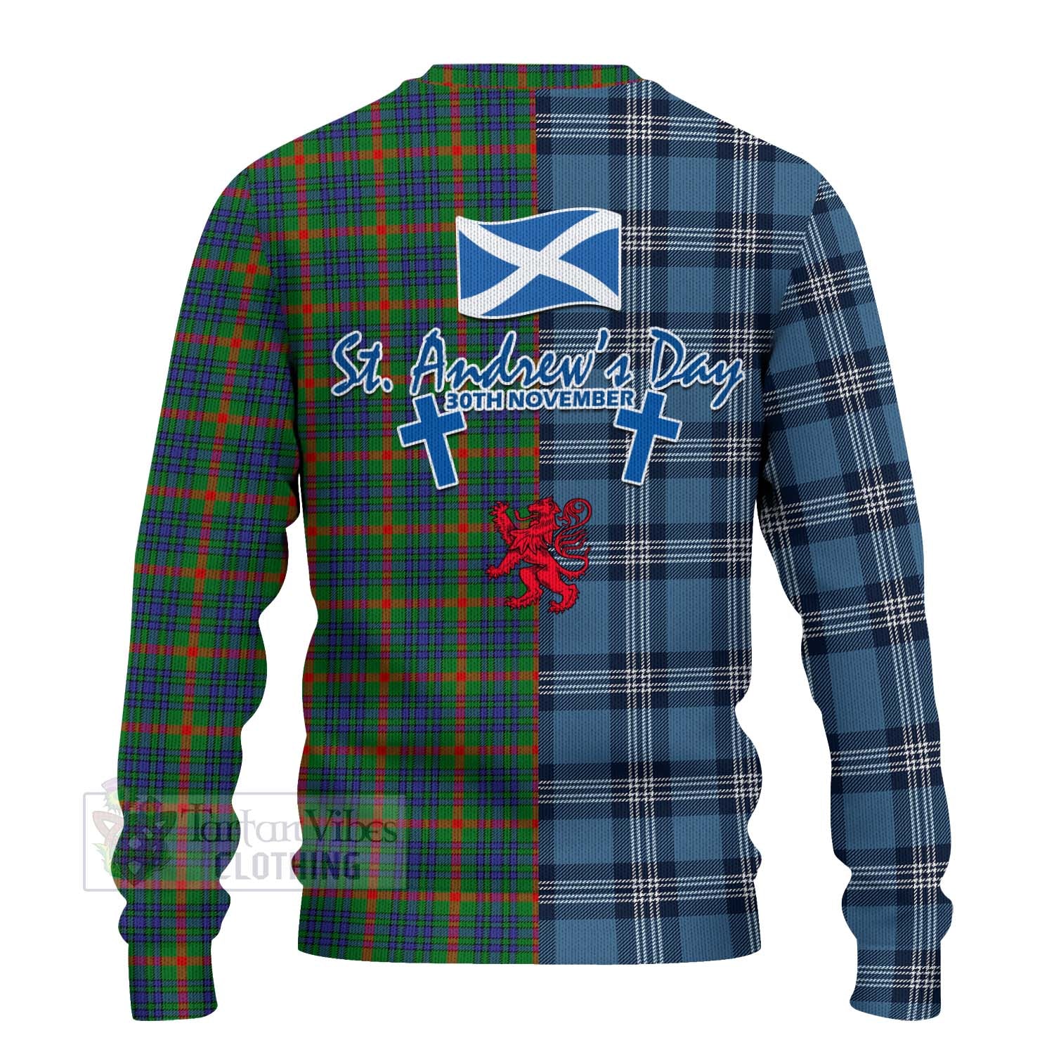 Tartan Vibes Clothing Aiton Tartan Knitted Sweater Happy St. Andrew's Day Half Tartan Style