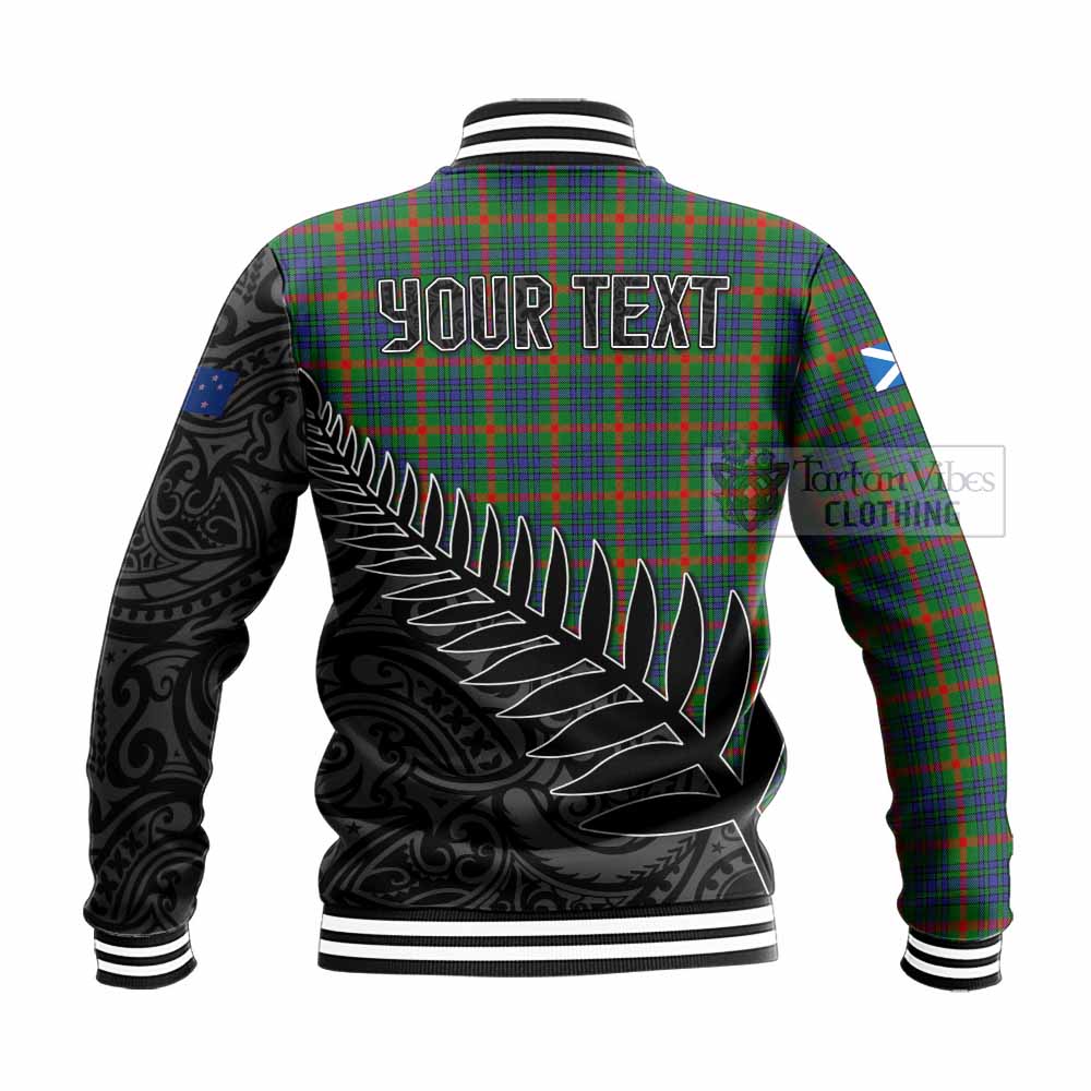 Tartan Vibes Clothing Aiton Crest Tartan Baseball Jacket with New Zealand Silver Fern Half Style