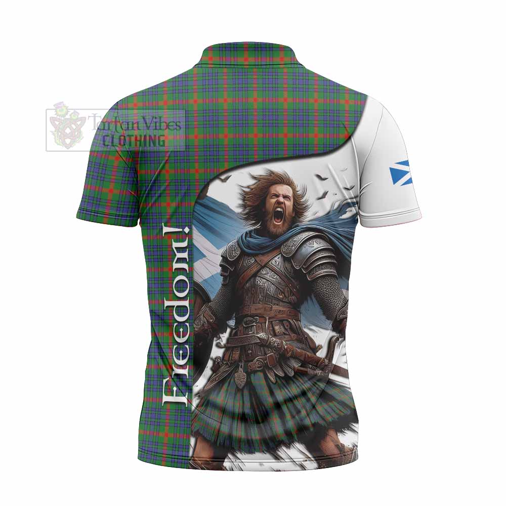 Tartan Vibes Clothing Aiton Crest Tartan Zipper Polo Shirt Inspired by the Freedom of Scottish Warrior