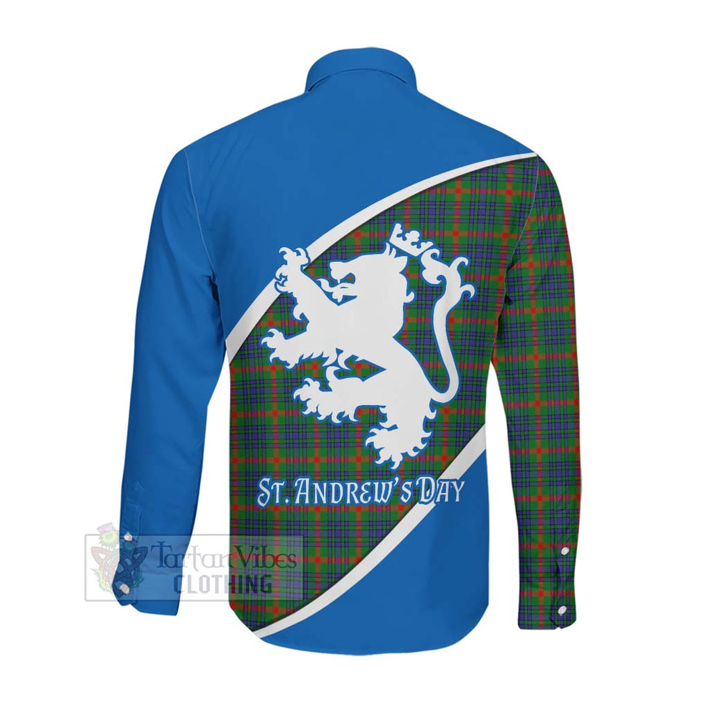 Tartan Vibes Clothing Aiton Family Crest Tartan Long Sleeve Button Shirt Celebrate Saint Andrew's Day in Style