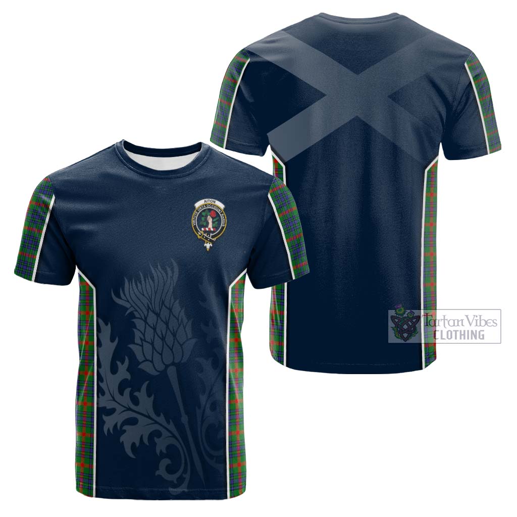 Tartan Vibes Clothing Aiton Tartan Cotton T-shirt with Family Crest and Scottish Thistle Vibes Sport Style