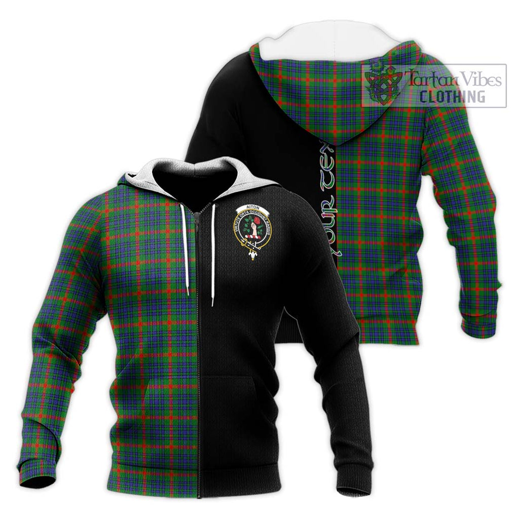 Aiton Tartan Knitted Hoodie with Family Crest and Half Of Me Style Unisex Knitted Zip Hoodie - Tartanvibesclothing Shop