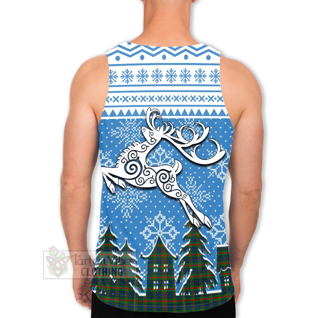 Tartan Vibes Clothing Aiton Clan Christmas Men's Tank Top Celtic Reindeer Style