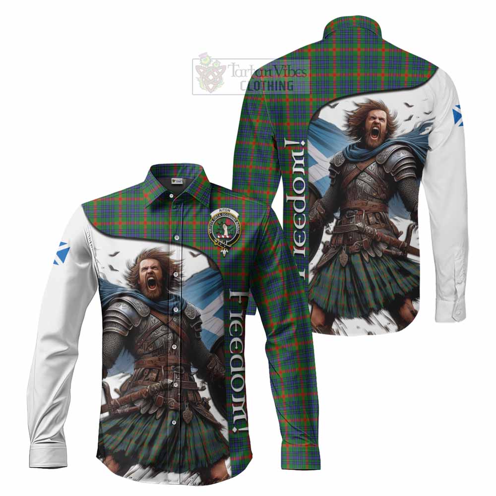 Tartan Vibes Clothing Aiton Crest Tartan Long Sleeve Button Shirt Inspired by the Freedom of Scottish Warrior