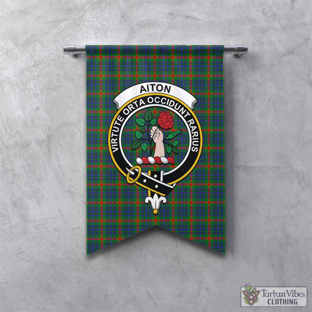 Aiton Tartan Gonfalon, Tartan Banner with Family Crest - Tartan Vibes Clothing