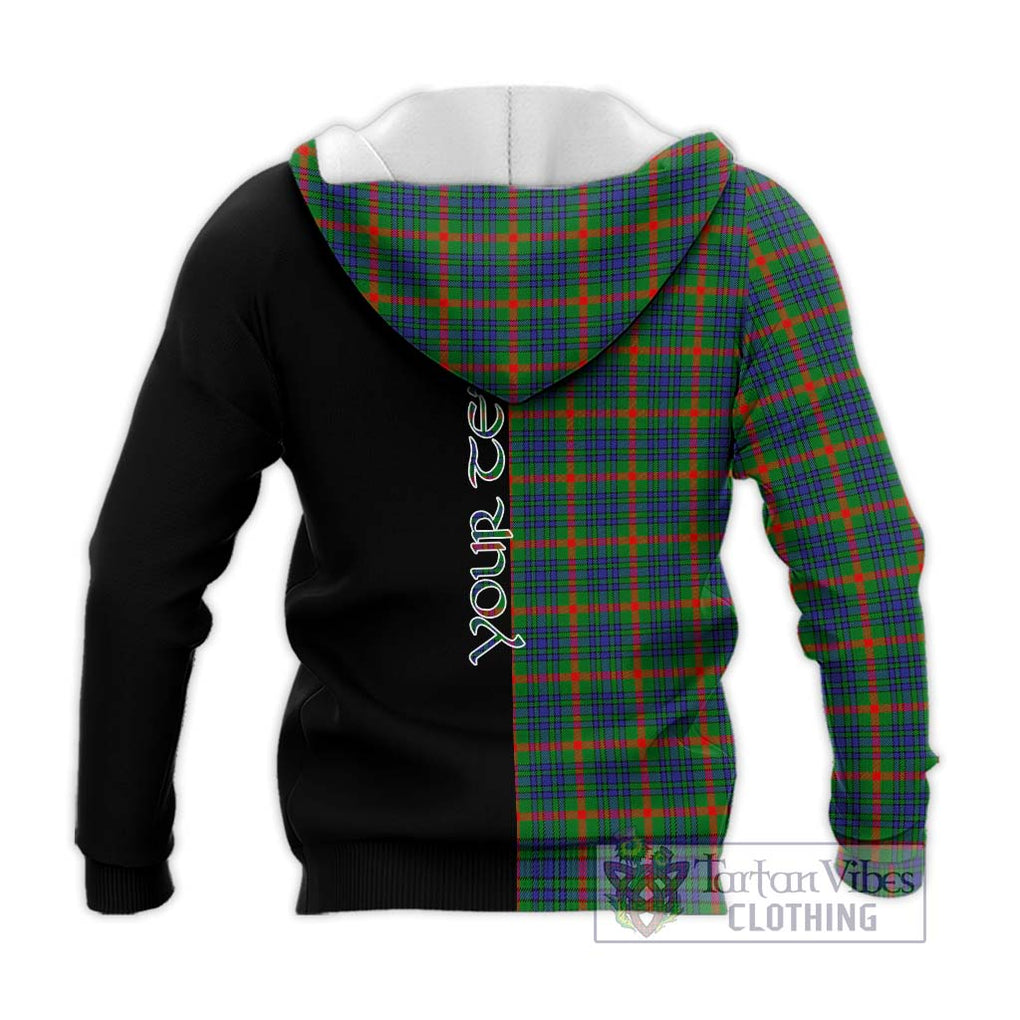 Aiton Tartan Knitted Hoodie with Family Crest and Half Of Me Style - Tartanvibesclothing Shop