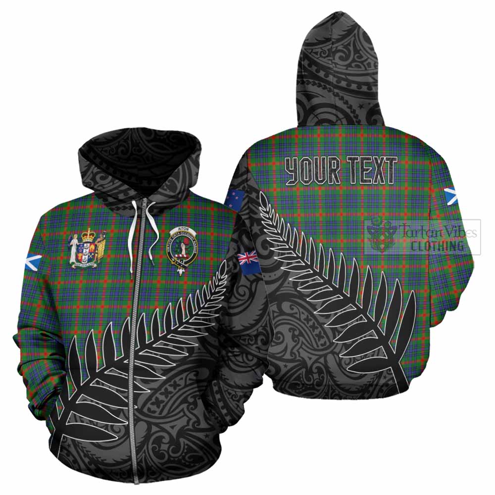 Tartan Vibes Clothing Aiton Crest Tartan Hoodie with New Zealand Silver Fern Half Style