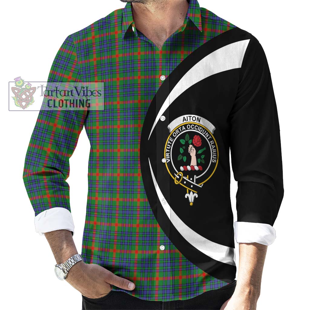 Tartan Vibes Clothing Aiton Tartan Long Sleeve Button Up with Family Crest Circle Style