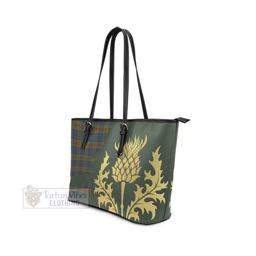 Aiton Tartan Leather Tote Bag Gold Thistle Style - Tartan Vibes Clothing
