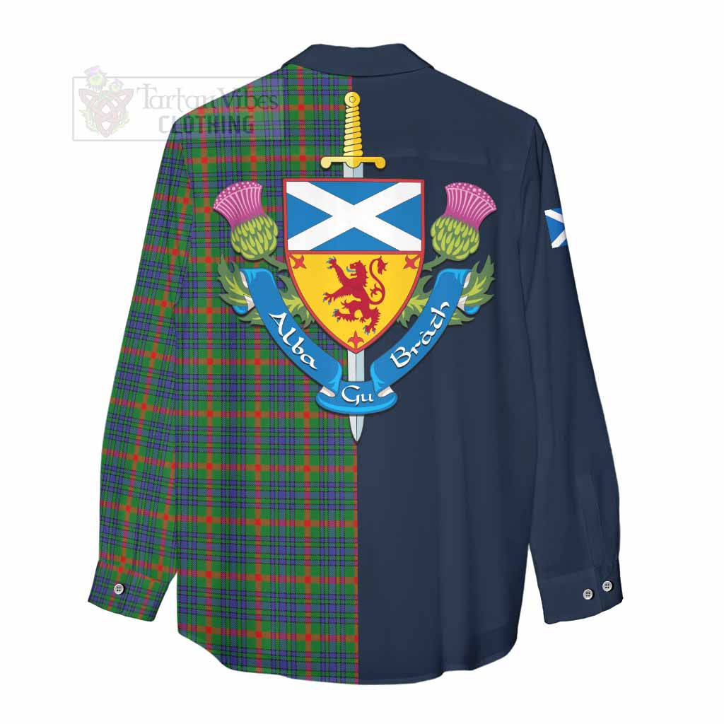 Tartan Vibes Clothing Aiton Tartan Women's Casual Shirt Alba with Scottish Lion Royal Arm Half Style