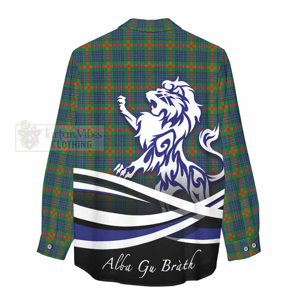 Tartan Vibes Clothing Aiton Tartan Women's Casual Shirt with Alba Gu Brath Regal Lion Emblem