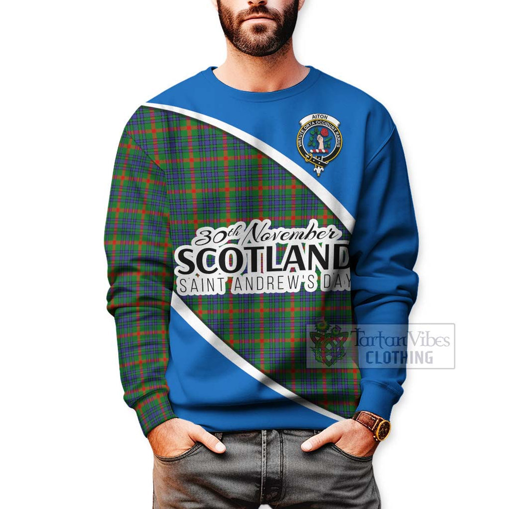 Tartan Vibes Clothing Aiton Family Crest Tartan Sweatshirt Celebrate Saint Andrew's Day in Style