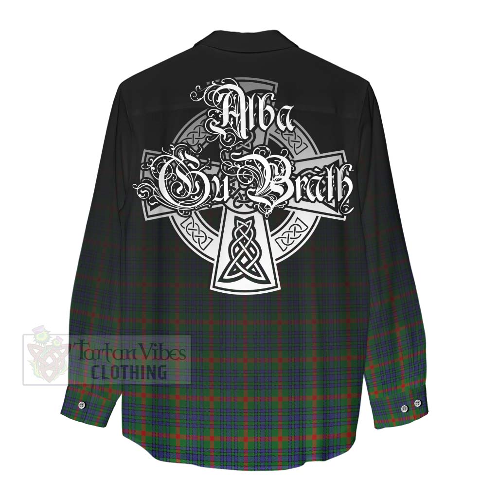 Tartan Vibes Clothing Aiton Tartan Women's Casual Shirt Featuring Alba Gu Brath Family Crest Celtic Inspired