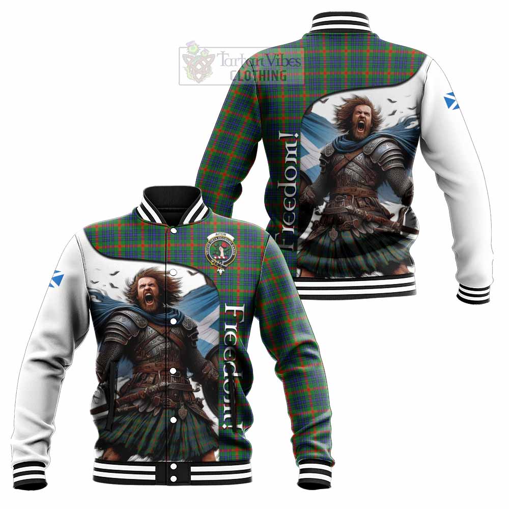 Tartan Vibes Clothing Aiton Crest Tartan Baseball Jacket Inspired by the Freedom of Scottish Warrior