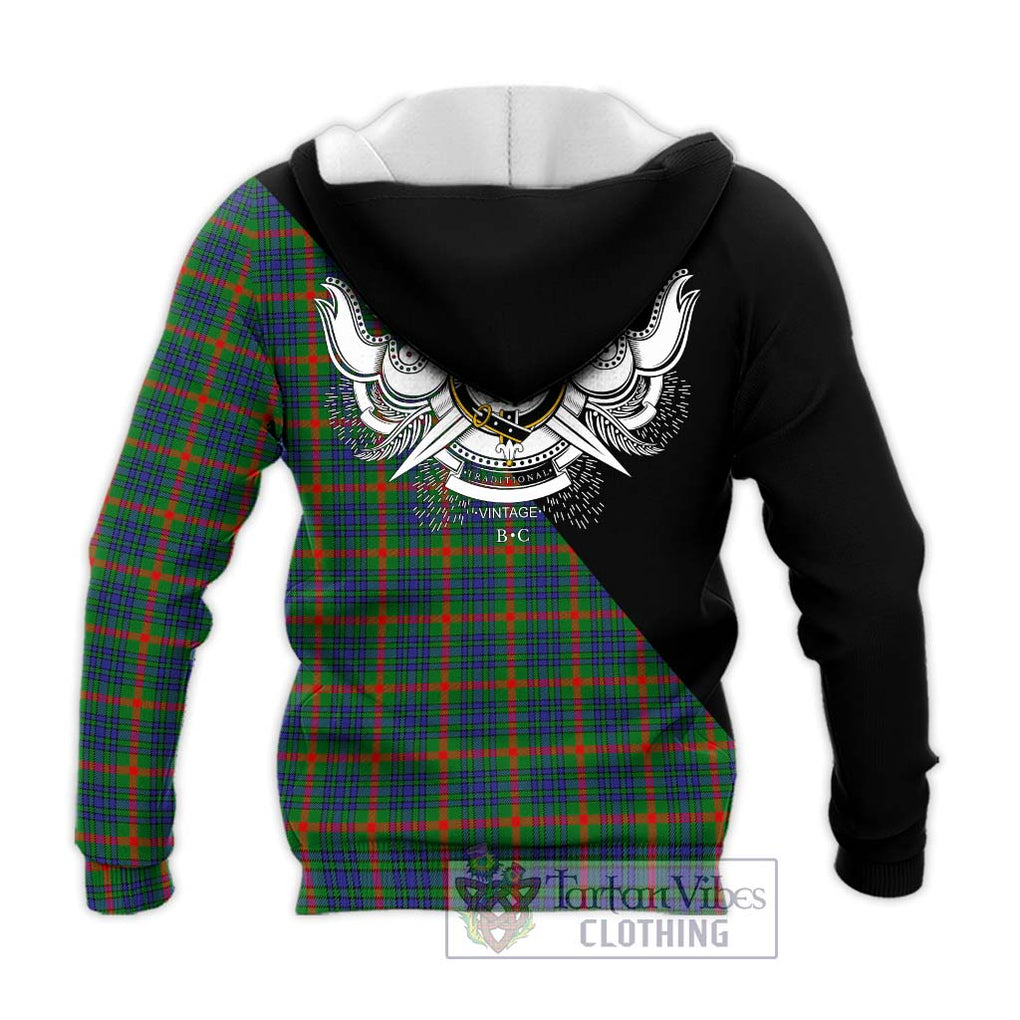 Aiton Tartan Knitted Hoodie with Family Crest and Military Logo Style - Tartanvibesclothing Shop