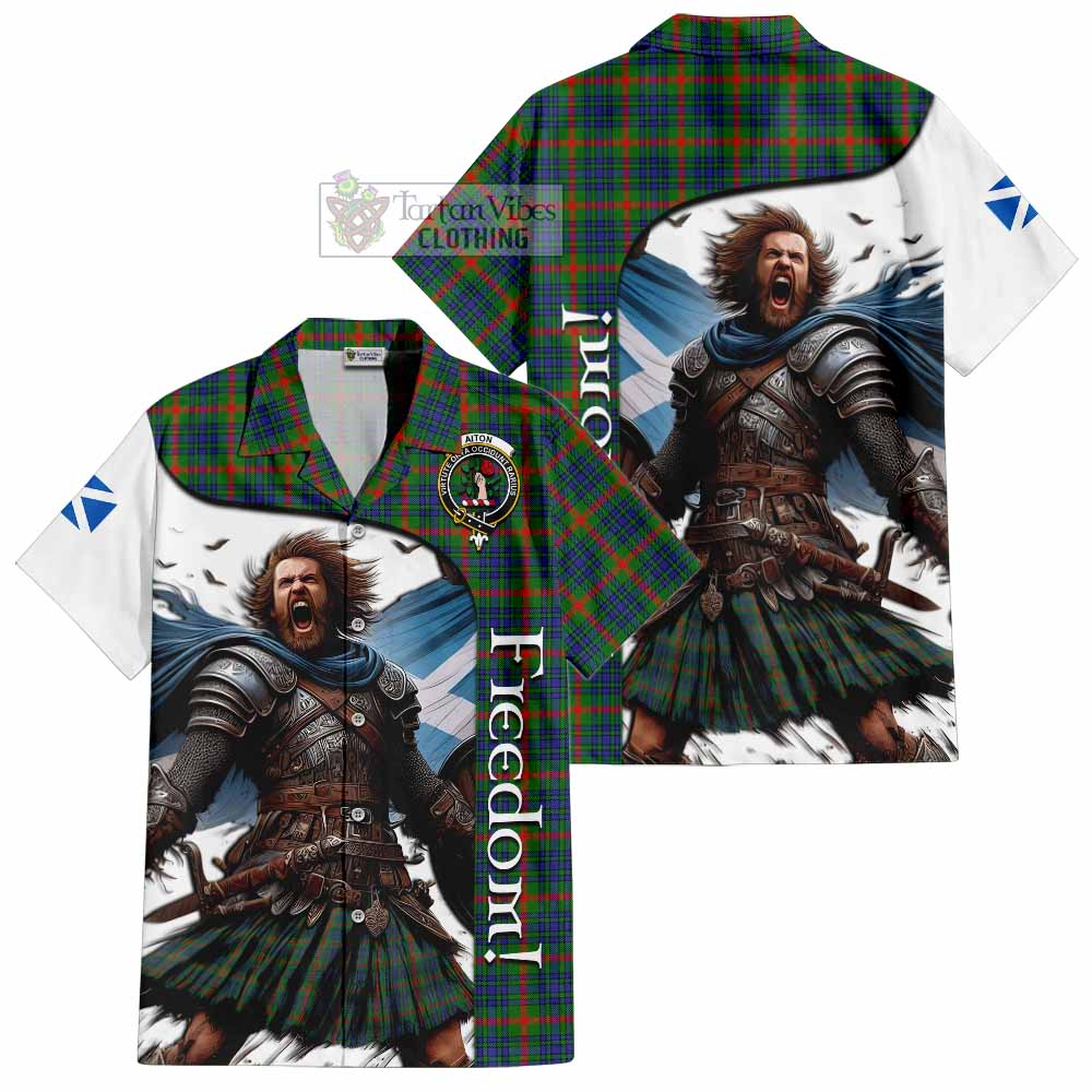 Tartan Vibes Clothing Aiton Crest Tartan Short Sleeve Button Shirt Inspired by the Freedom of Scottish Warrior