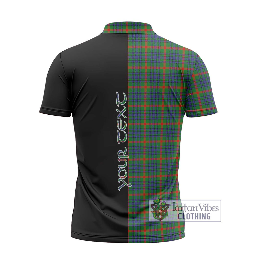 Aiton Tartan Zipper Polo Shirt with Family Crest and Half Of Me Style - Tartanvibesclothing Shop