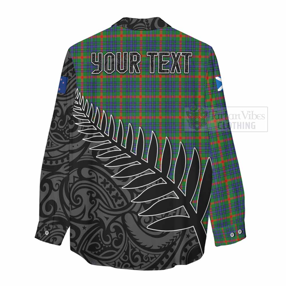 Tartan Vibes Clothing Aiton Crest Tartan Women's Casual Shirt with New Zealand Silver Fern Half Style