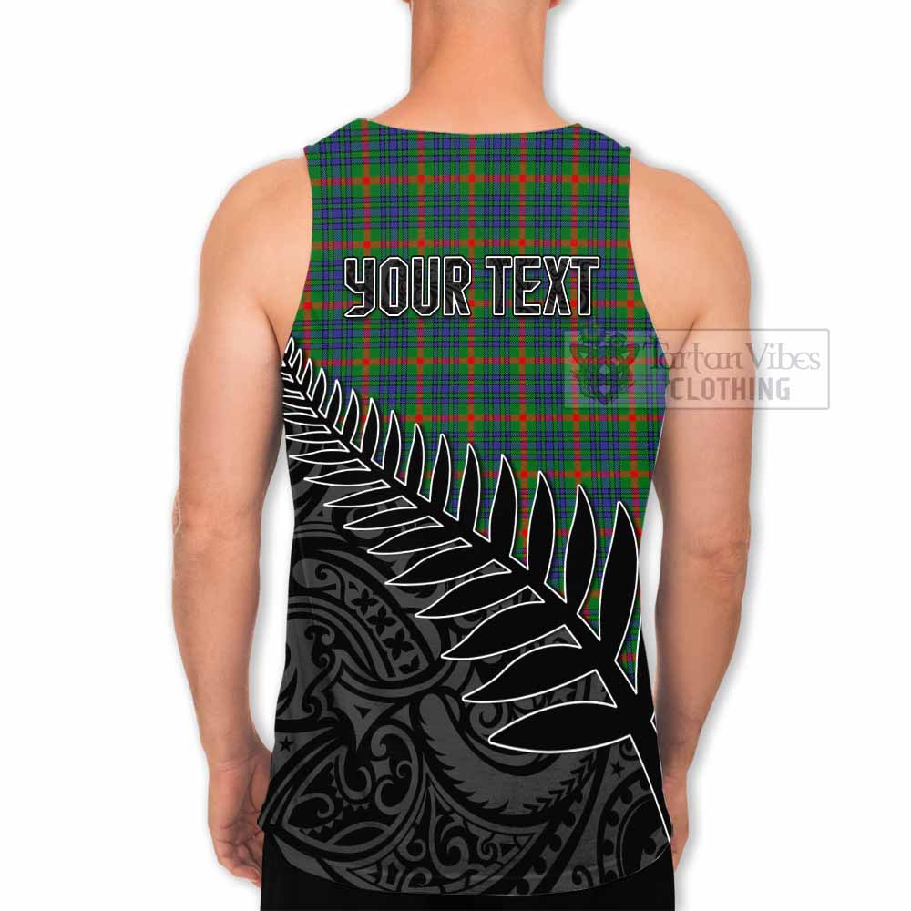 Tartan Vibes Clothing Aiton Crest Tartan Men's Tank Top with New Zealand Silver Fern Half Style