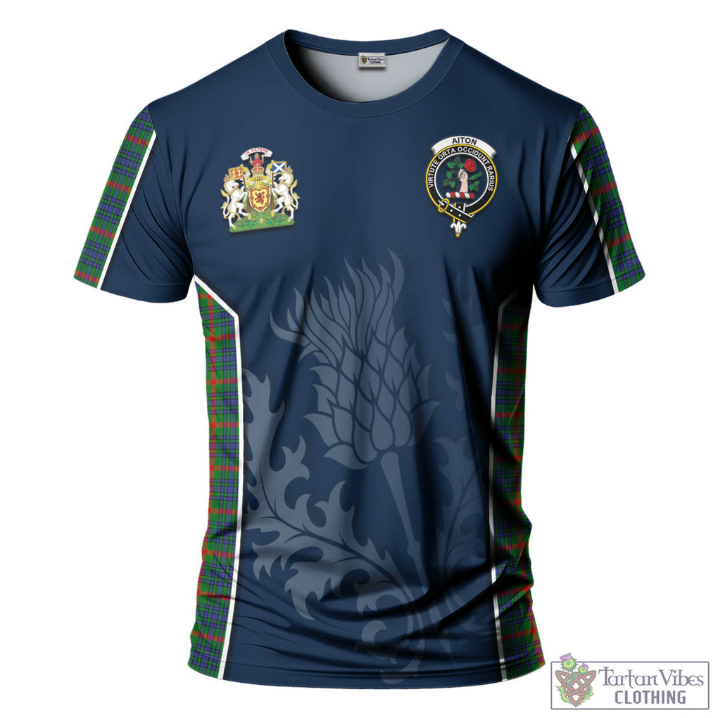 Tartan Vibes Clothing Aiton Tartan T-Shirt with Family Crest and Scottish Thistle Vibes Sport Style