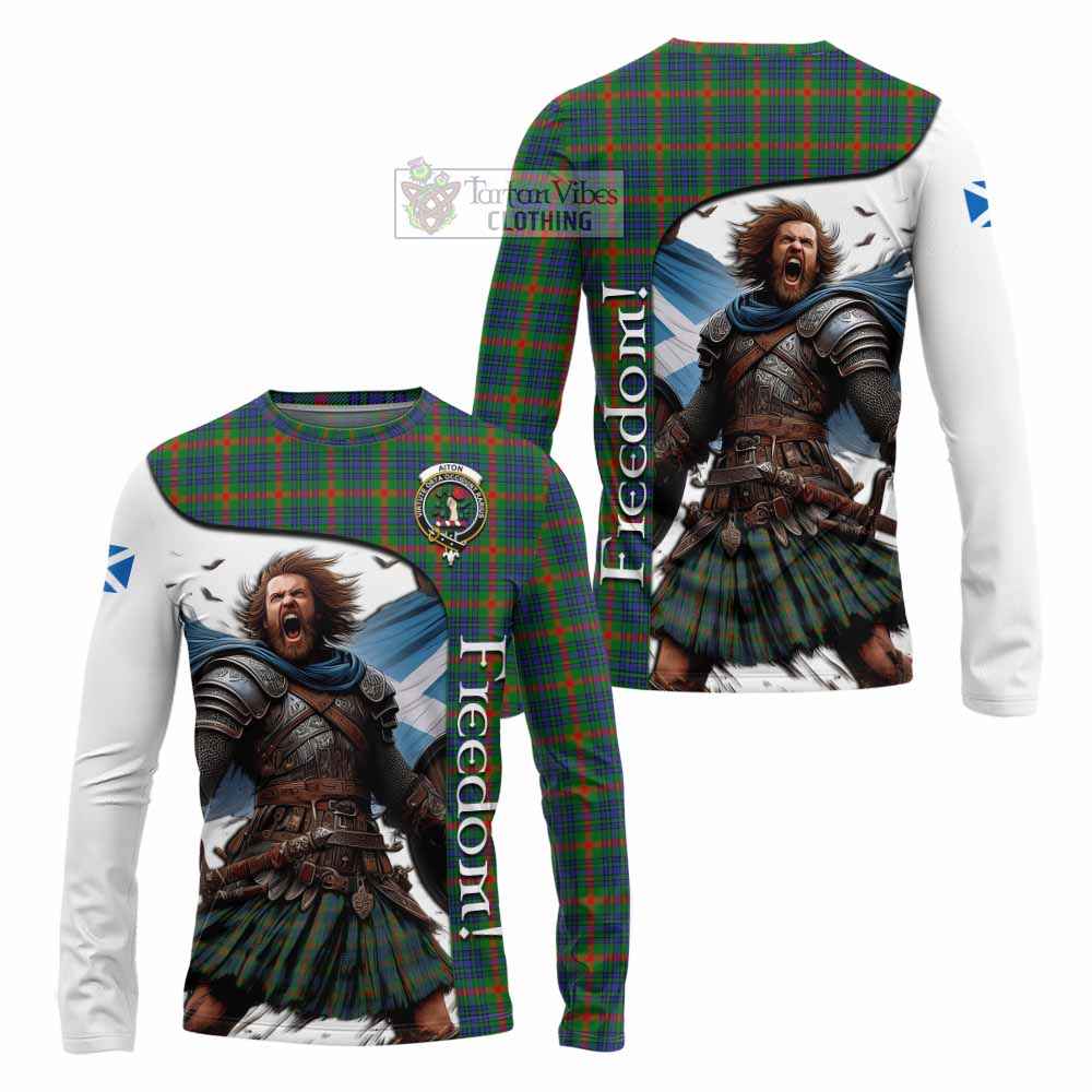 Tartan Vibes Clothing Aiton Crest Tartan Long Sleeve T-Shirt Inspired by the Freedom of Scottish Warrior